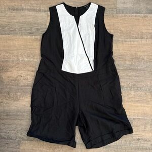 Ashley Stewart Black and White Contrast Jumpsuit